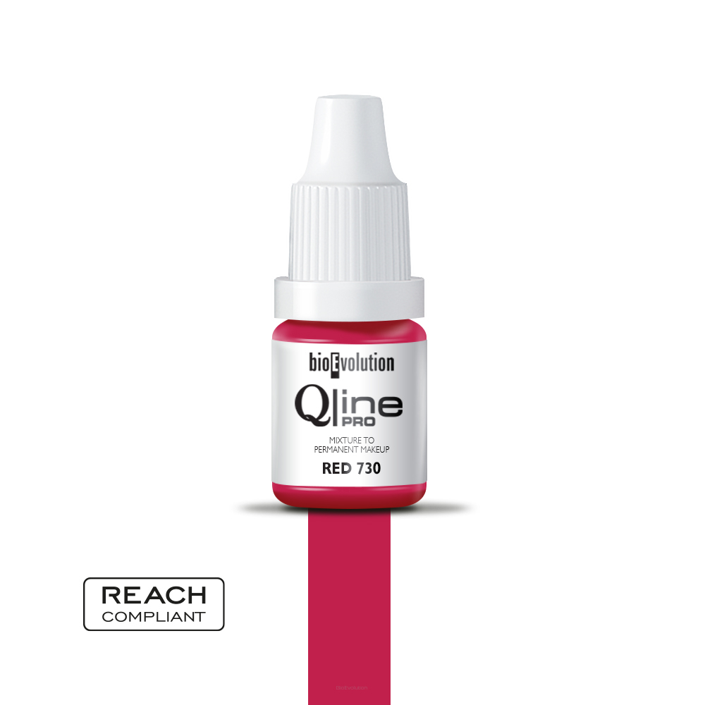 Pigment do makijażu permanentnego Red 730 - Qline Pro Bioevoltion 5 ml, pigment kolor pudrowy, chłodny kolor fuksji, pigmenty QLINE PRO marki Bioevolution to barwniki stworzone z myślą o precyzyjnym i trwałym makijażu permanentnym, wyróżniają się wyjątkową stabilnością koloru, wysoką jakością składników oraz bezpiecznym składem zgodnym z najnowszymi normami UE (w tym REACH), dzięki zaawansowanej formule doskonale osadzają się w skórze, zapewniając naturalne i długotrwałe efekty bez ryzyka niepożądanych zmian kolorystycznych, pigmenty utrzymują intensywność i odcień przez długi czas, stopniowo i równomiernie się wybarwiając, certyfikowane składniki zapewniają maksymalne bezpieczeństwo i zgodność z przepisami, intensywne nasycenie kolorów pozwala na uzyskanie idealnych efektów już przy niewielkiej ilości pigmentu, szeroka gama odcieni idealnych do pigmentacji brwi, ust i kresek na powiekach, dostosowanych do różnych typów karnacji, kremowa konsystencja ułatwia aplikację, pozwalając na precyzyjne wykonanie makijażu permanentnego.